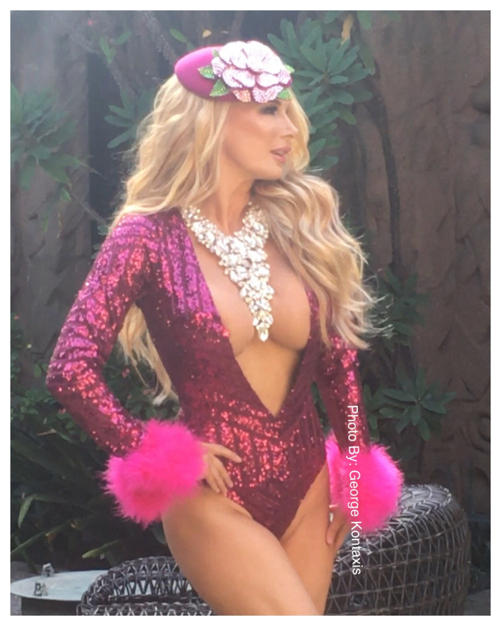 Pink Swarovski Flower Fascinator