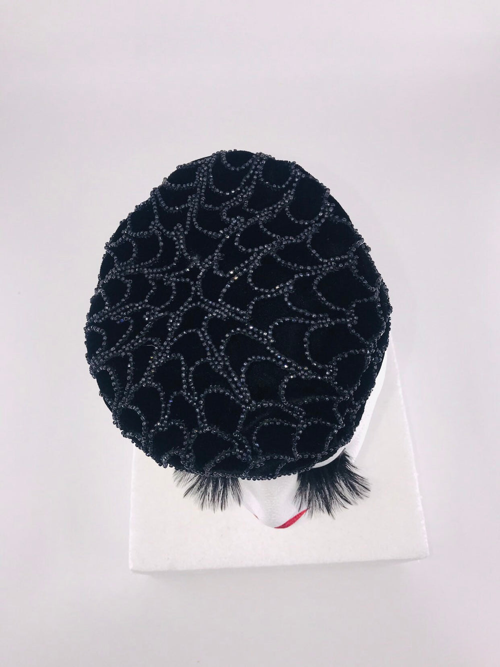 Vintage Black Beaded Mini Hat Fascinator