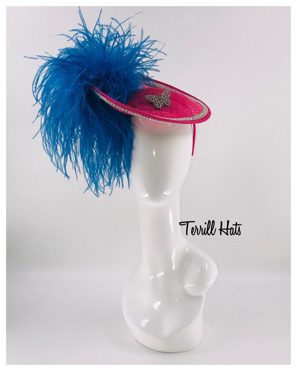Pink & Blue Crystal Butterfly Fascinator