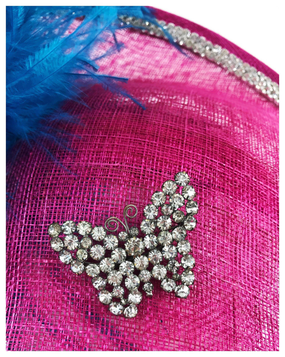 Pink & Blue Crystal Butterfly Fascinator