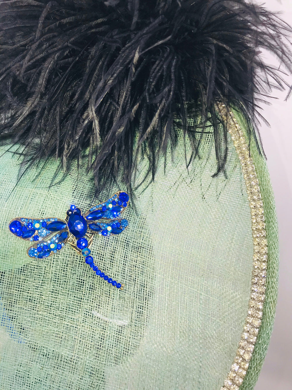 Mint Green & Blue Dragon Fly Kentucky Derby Fascinator