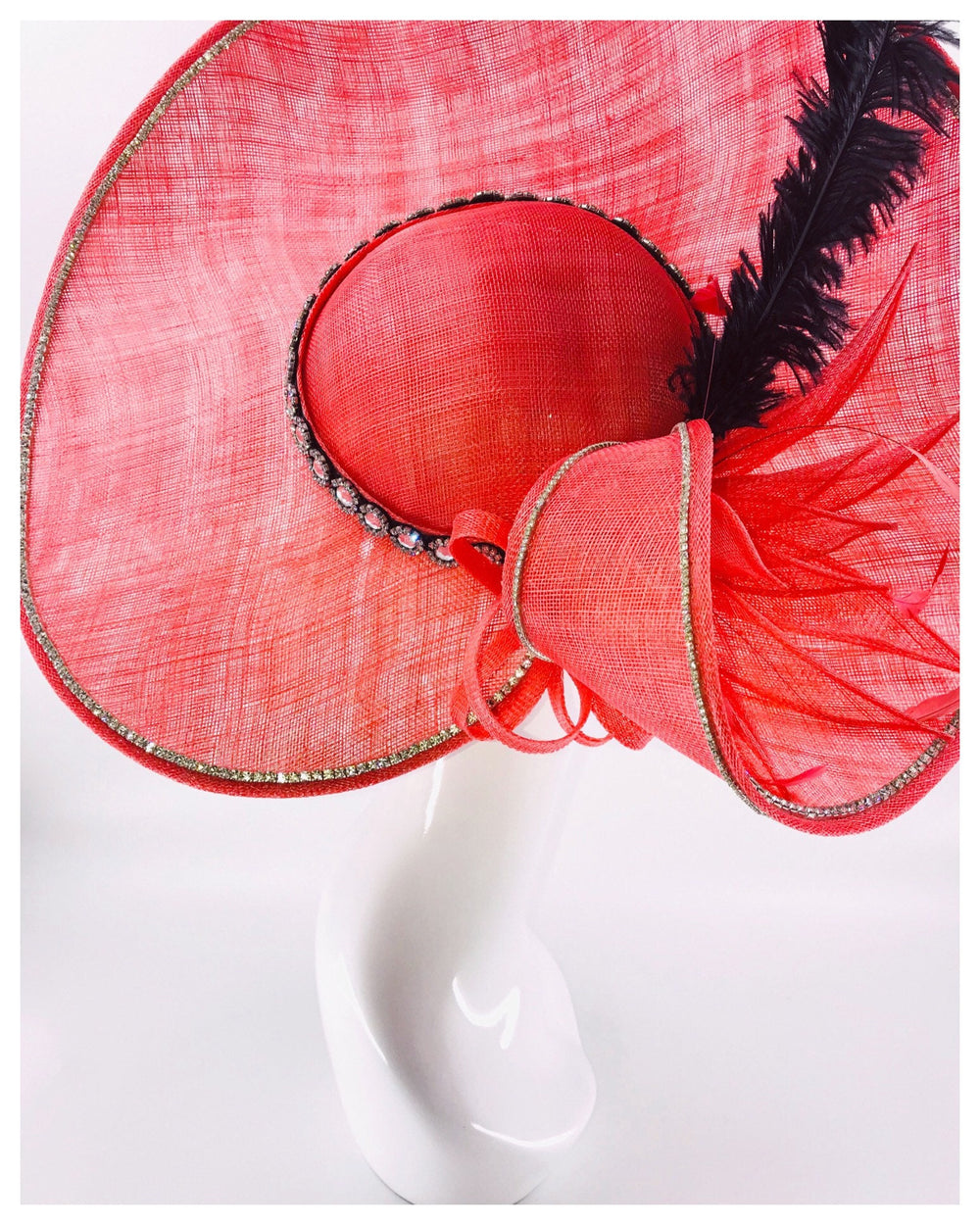 Coral and Black Kentucky Derby Fascinator