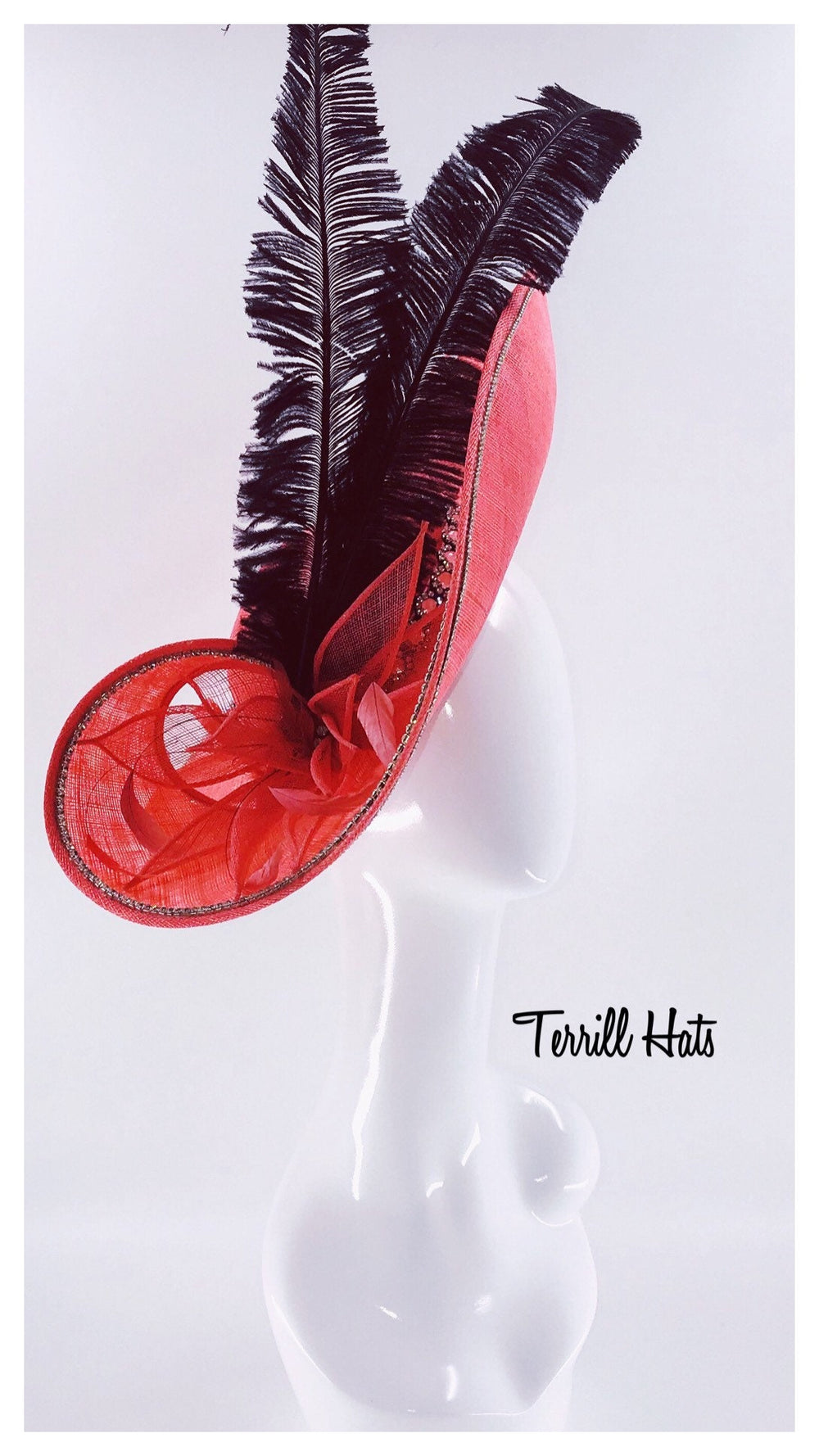 Coral and Black Kentucky Derby Fascinator