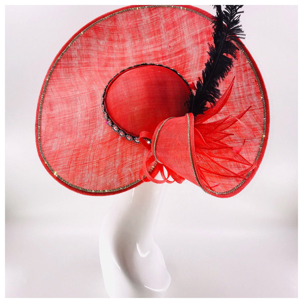 Coral and Black Kentucky Derby Fascinator