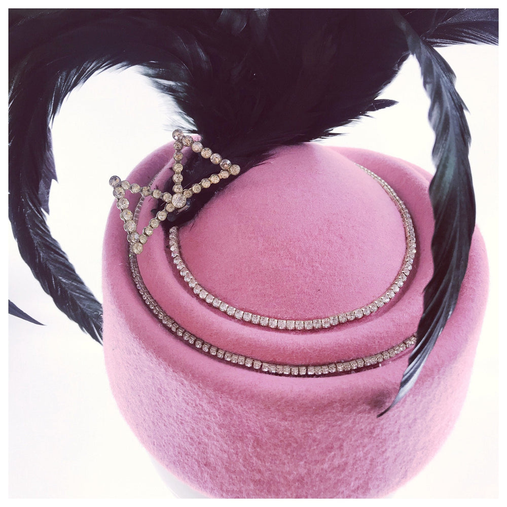 Pink Kentucky Derby Fascinator With Vintage Brooch