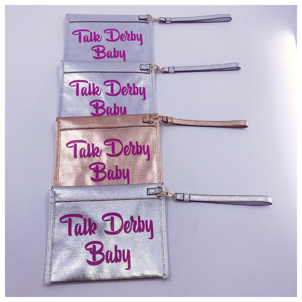 Metallic Derby Wristlet: "Talk Derby Baby" Clutch