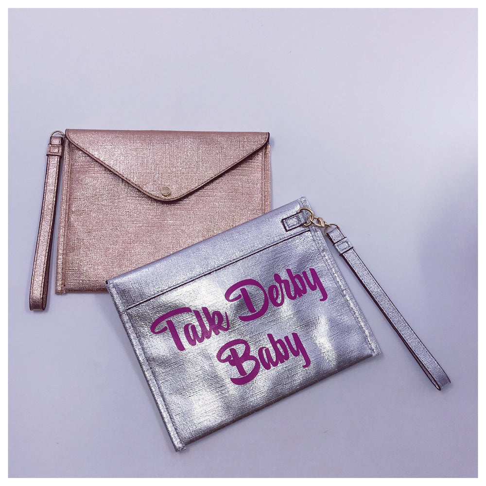 Metallic Derby Wristlet: "Talk Derby Baby" Clutch