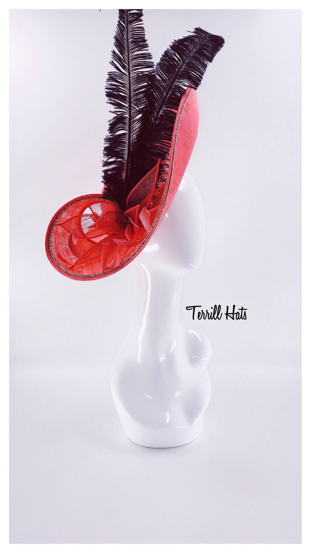 Coral and Black Kentucky Derby Fascinator