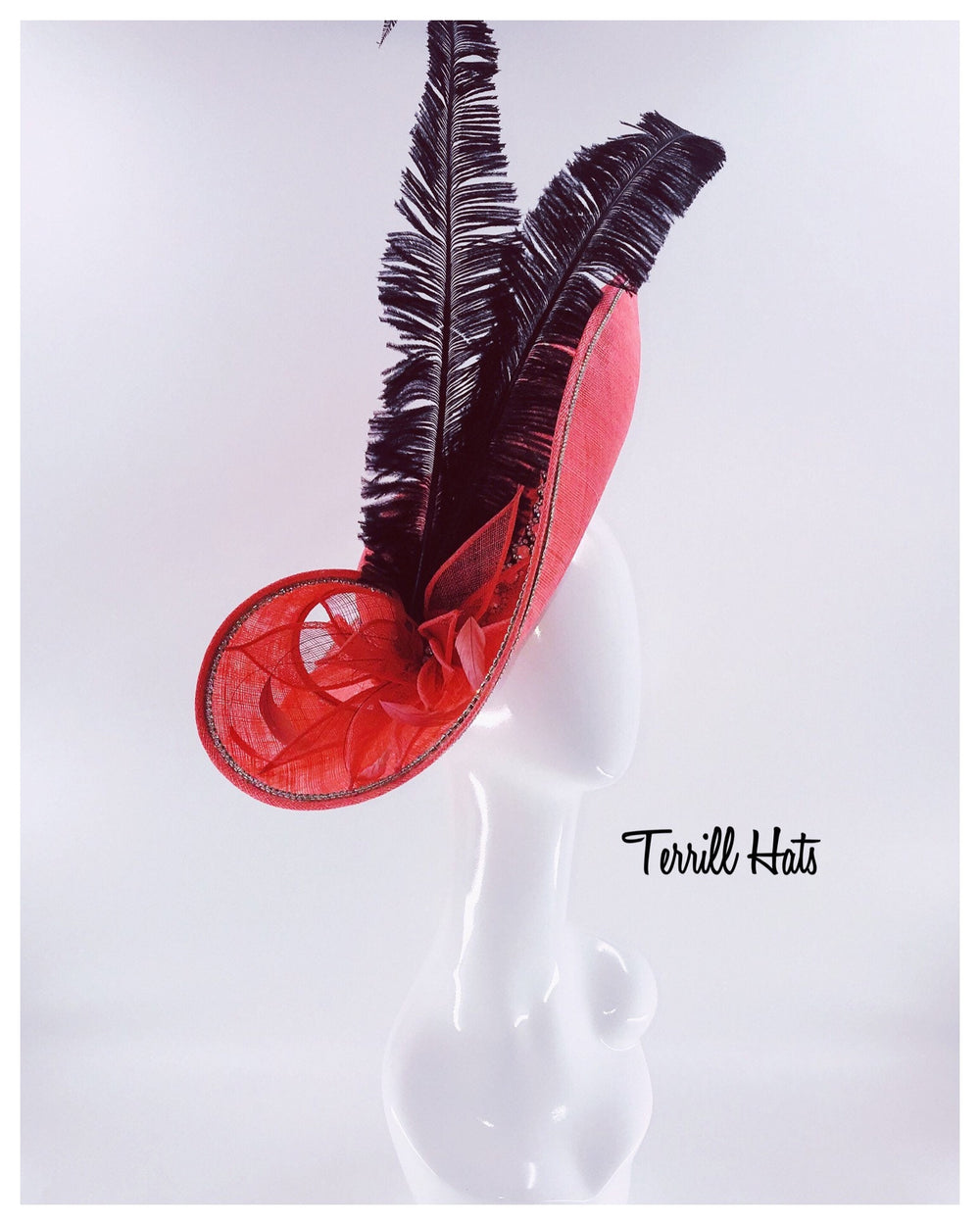 Coral and Black Kentucky Derby Fascinator