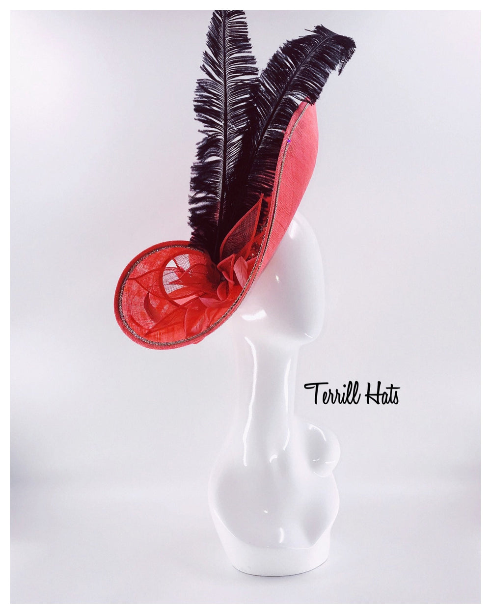 Coral and Black Kentucky Derby Fascinator