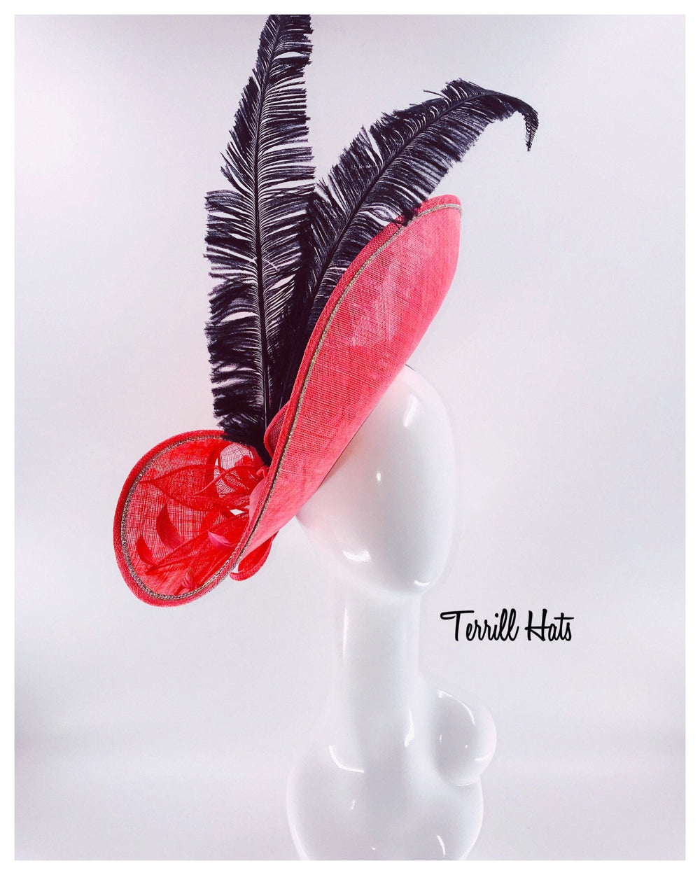 Coral and Black Kentucky Derby Fascinator