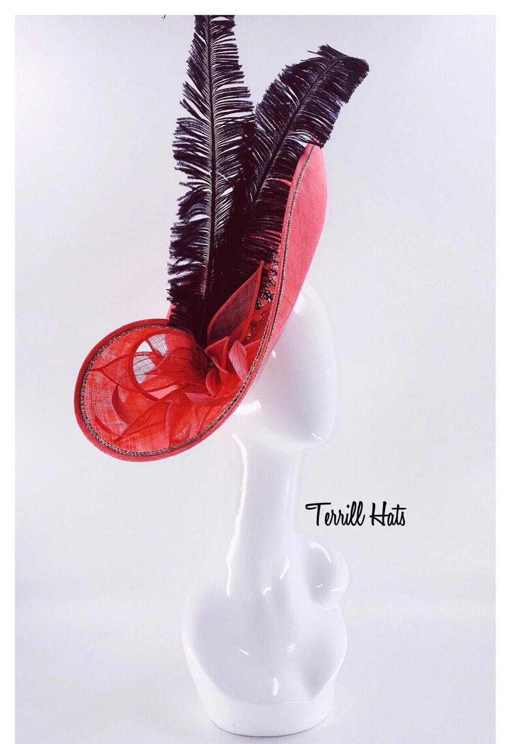 Coral and Black Kentucky Derby Fascinator