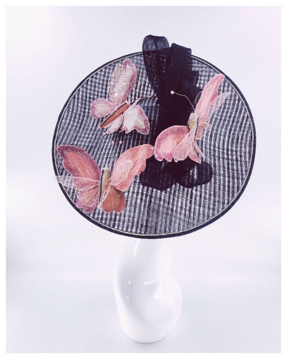 Big Pink Butterfly Black Kentucky Derby Fascinator