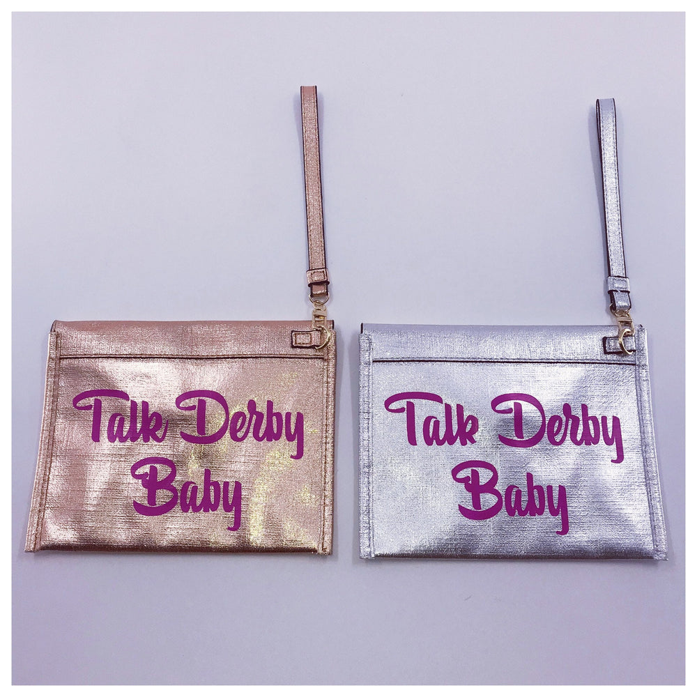 Metallic Derby Wristlet: "Talk Derby Baby" Clutch