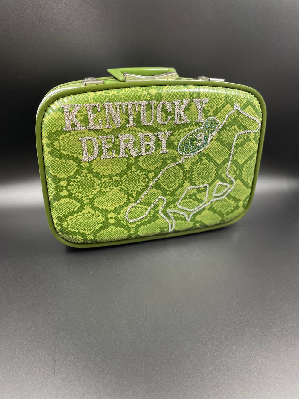 Vintage Luggage With Swarovski Kentucky Derby Logo With Horse & Jockey Crystals