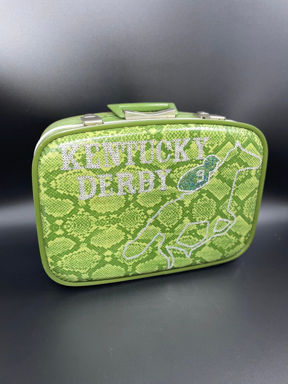 Vintage Luggage With Swarovski Kentucky Derby Logo With Horse & Jockey Crystals
