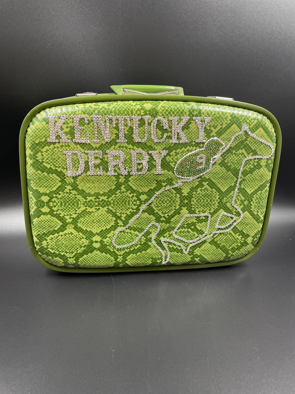 Vintage Luggage With Swarovski Kentucky Derby Logo With Horse & Jockey Crystals