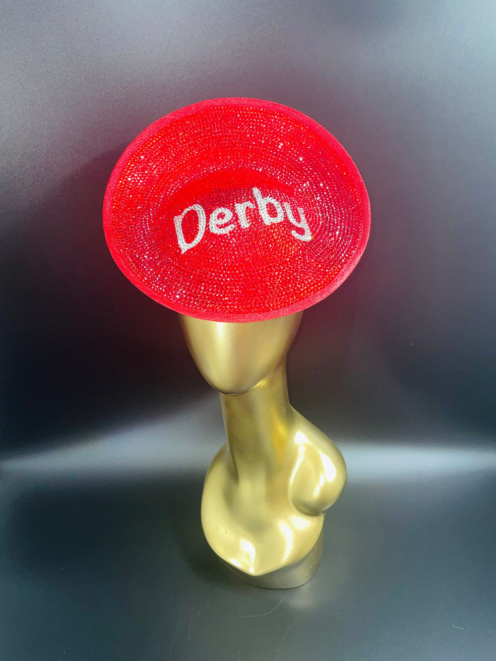 Red Custom Crystal Derby Fascinator Hat