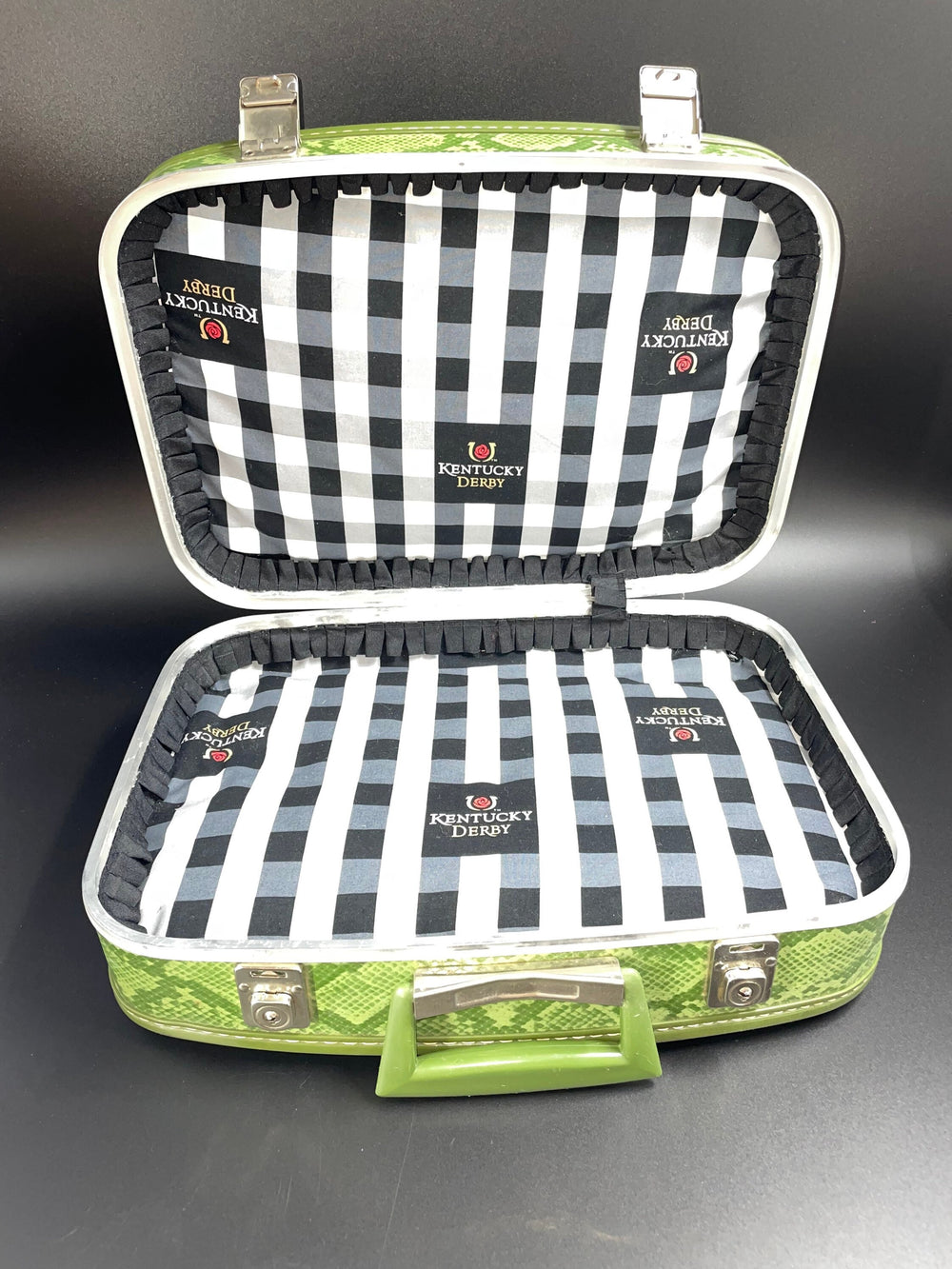 Vintage Luggage With Swarovski Kentucky Derby Logo With Horse & Jockey Crystals