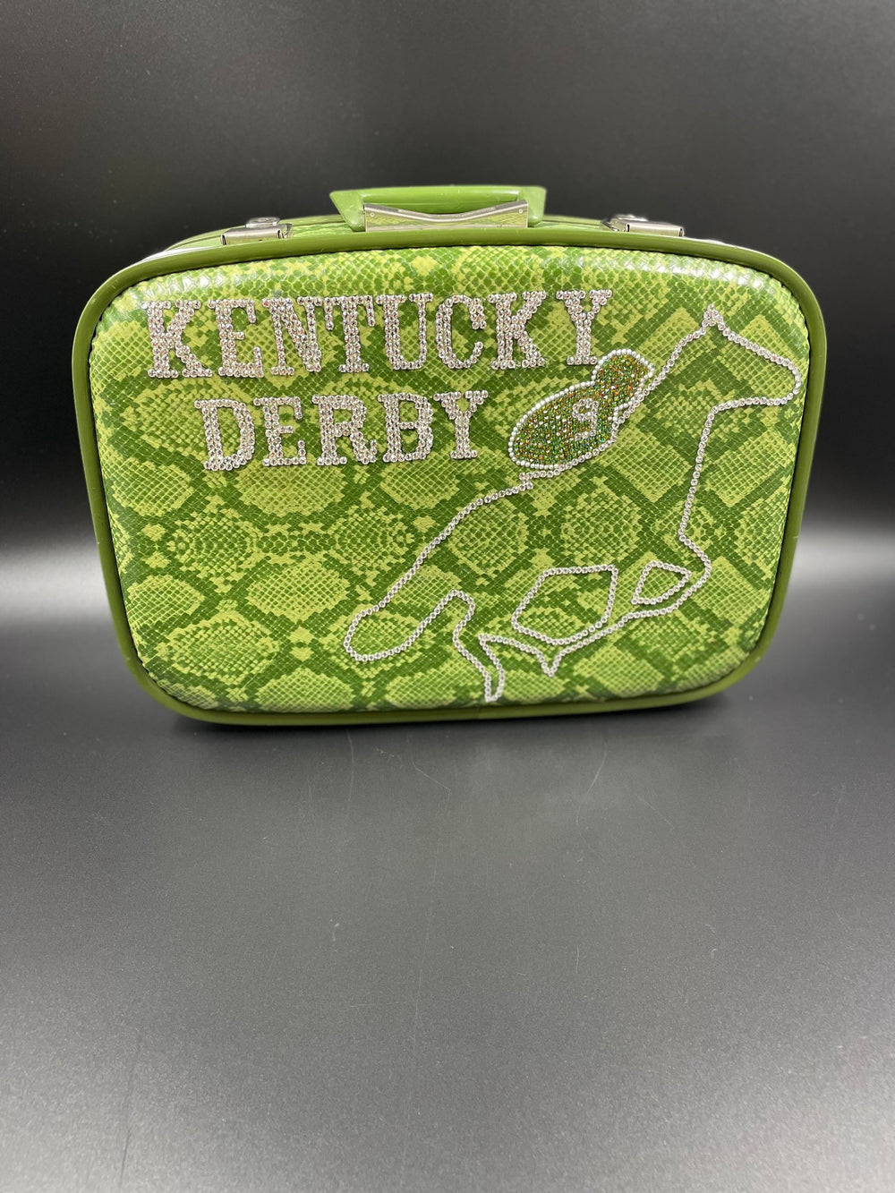 Vintage Luggage With Swarovski Kentucky Derby Logo With Horse & Jockey Crystals