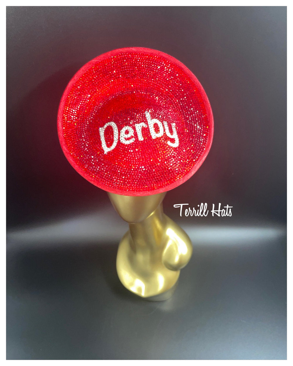 Red Custom Crystal Derby Fascinator Hat