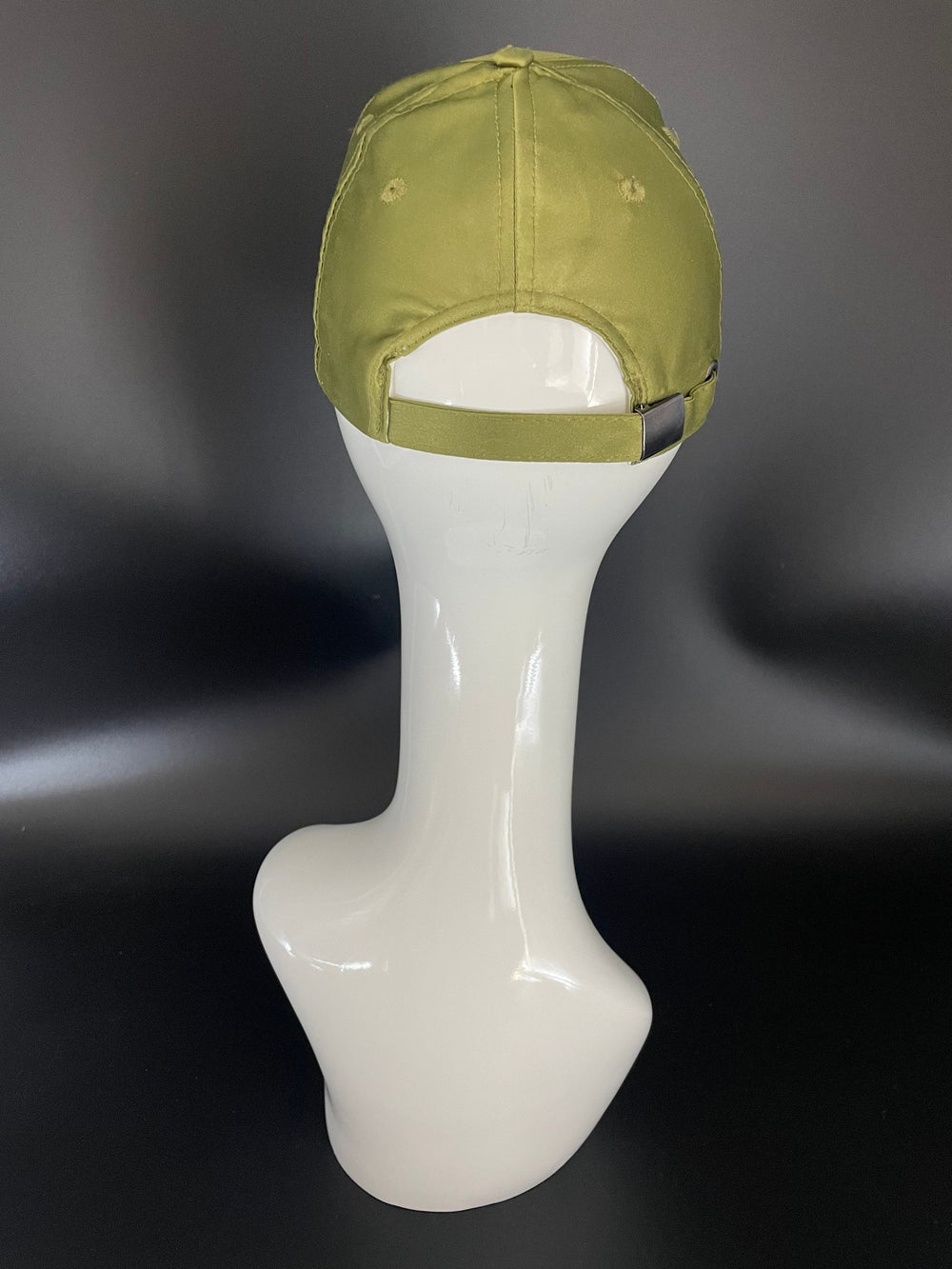 Silk Olive Green Baseball Cap With Crystal Brim.
