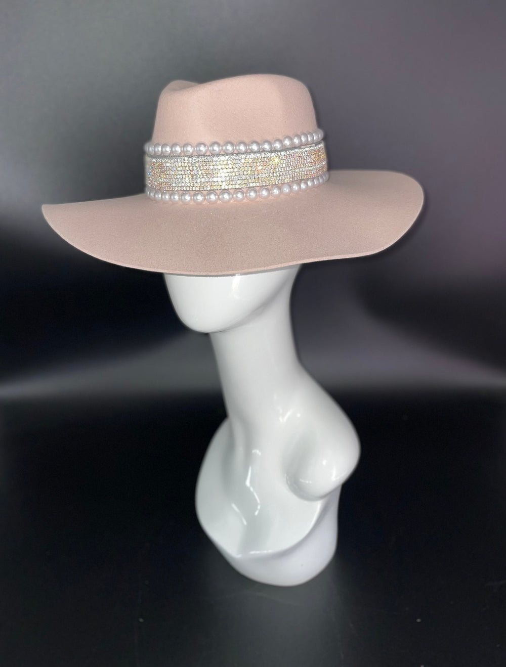 Light Pink Fedora big Slouchy Brim Hat