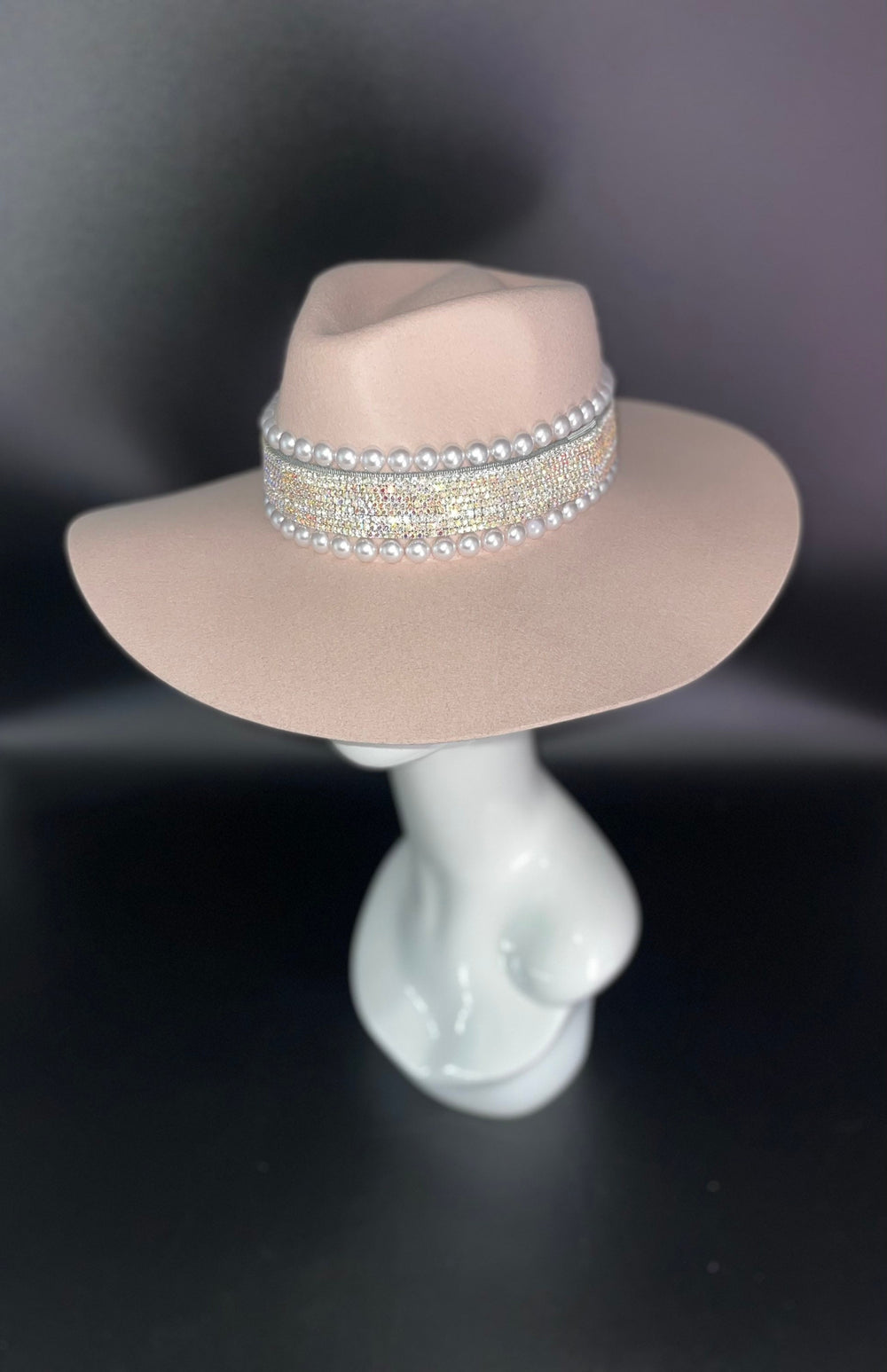 Light Pink Fedora big Slouchy Brim Hat