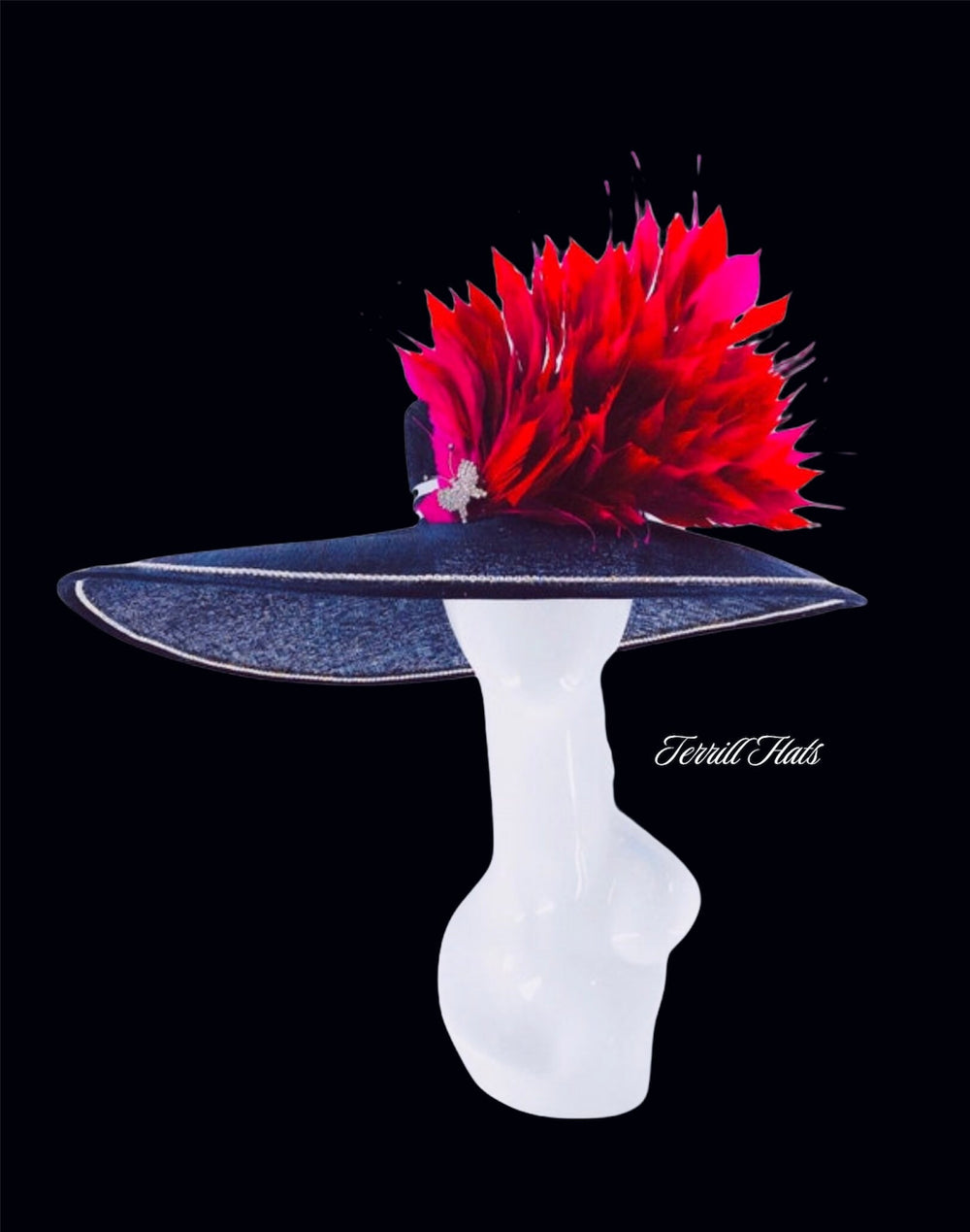 Huge Kentucky Derby Hat With Black, Red & Pink
