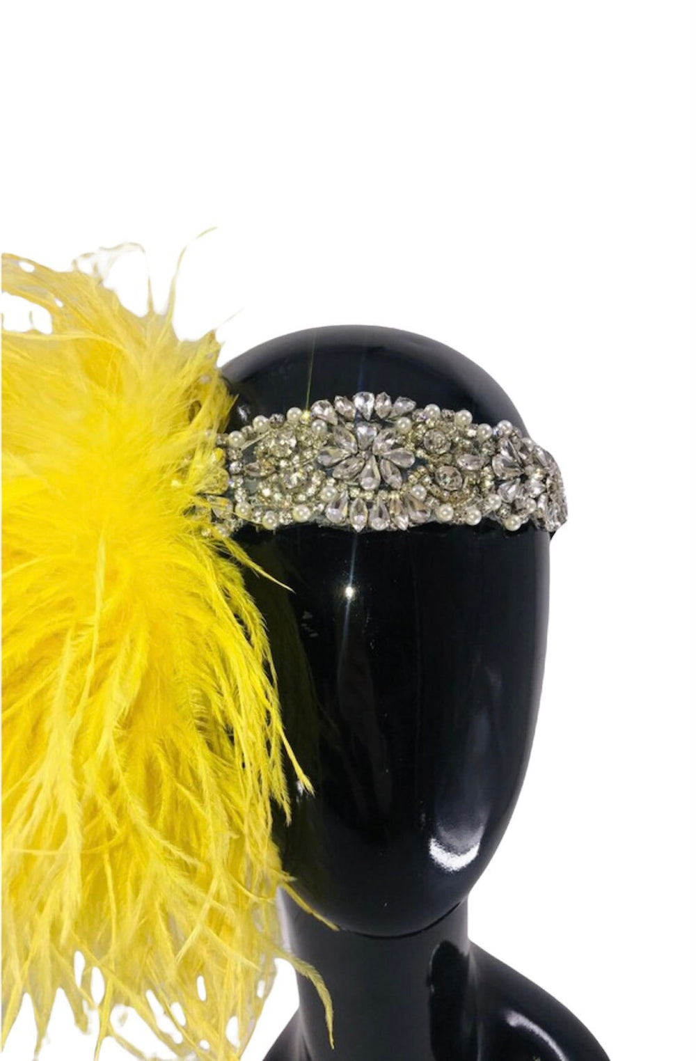 Bright Yellow Crystal Burlesque Fascinator
