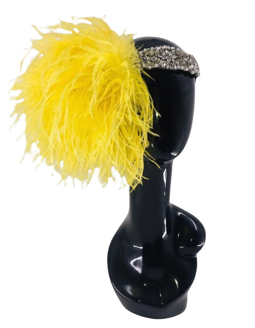 Bright Yellow Crystal Burlesque Fascinator