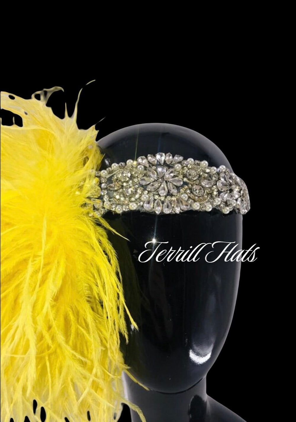 Bright Yellow Crystal Burlesque Fascinator