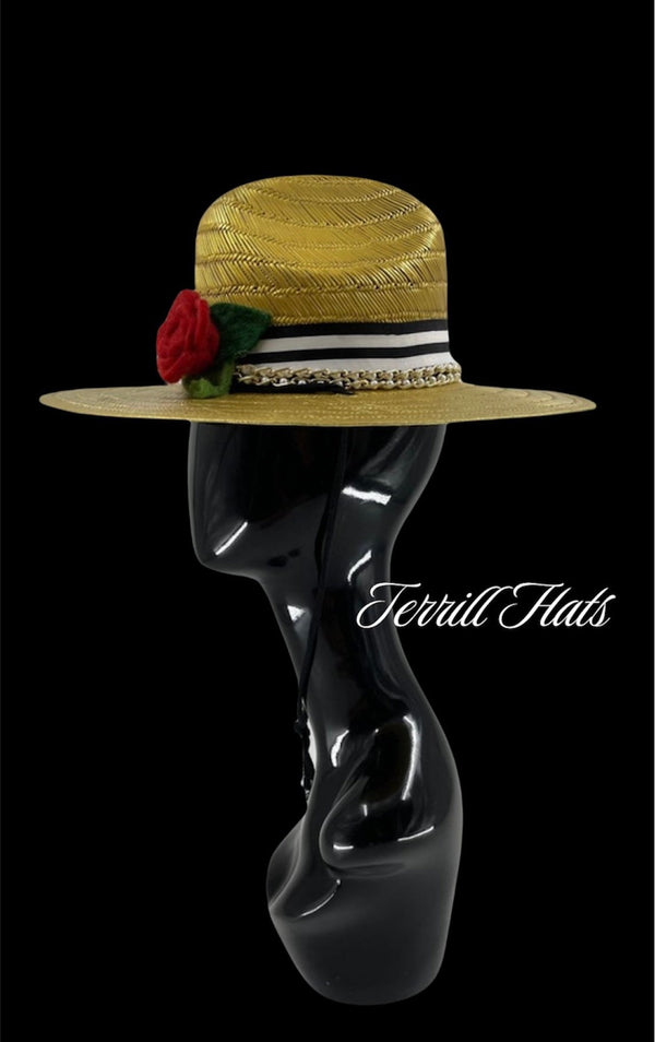 Gold Straw Big Brim Sun Hat