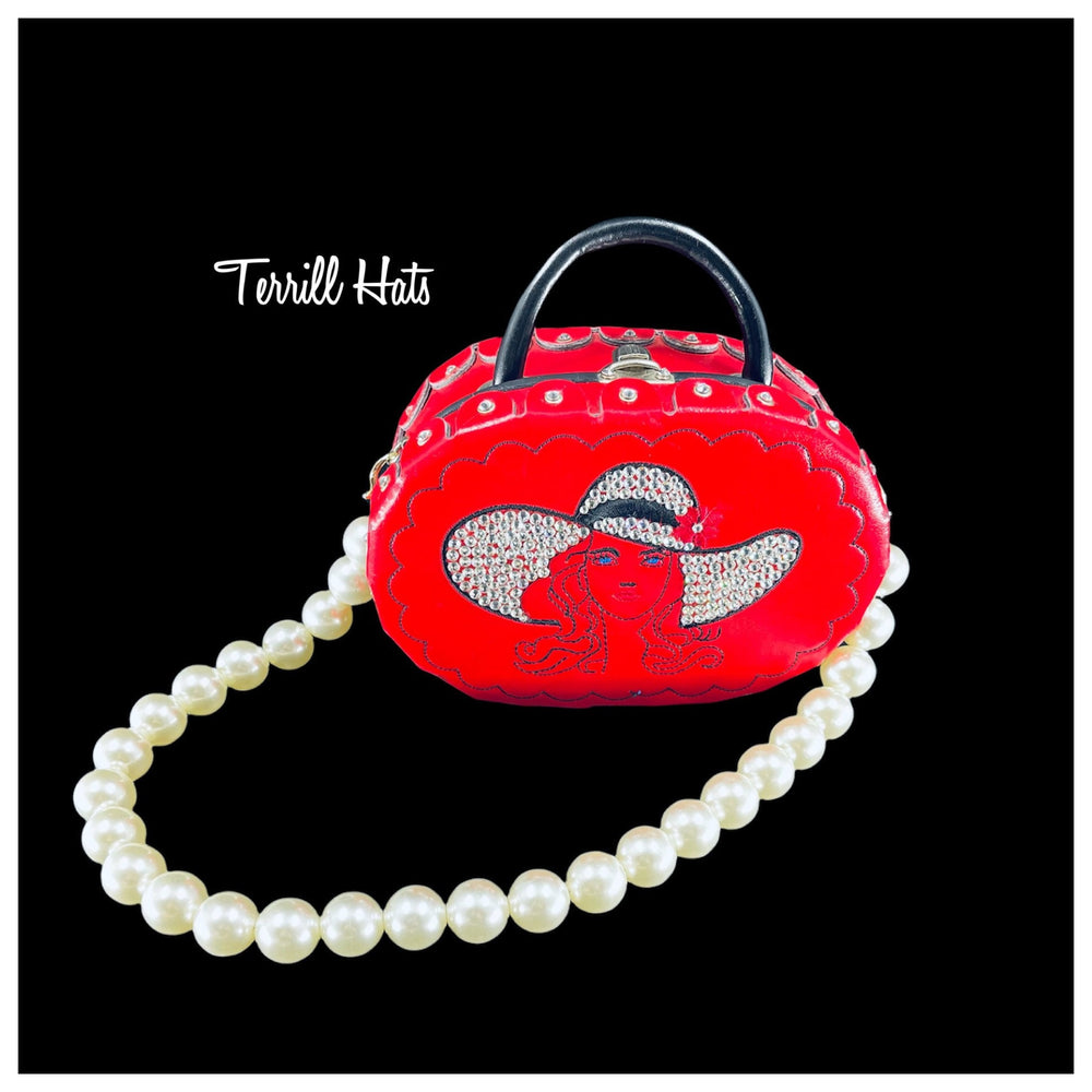 Vintage Red Swarovski Kentucky Derby Handbag