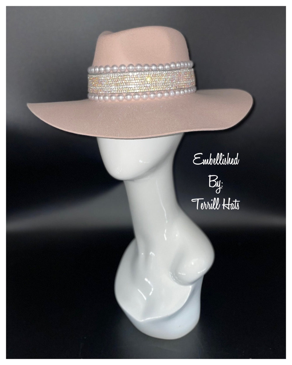 Light Pink Fedora big Slouchy Brim Hat