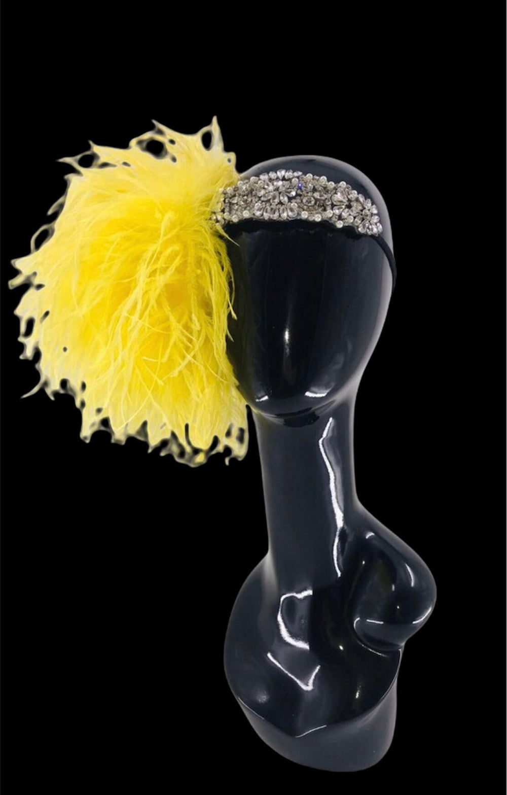 Bright Yellow Crystal Burlesque Fascinator
