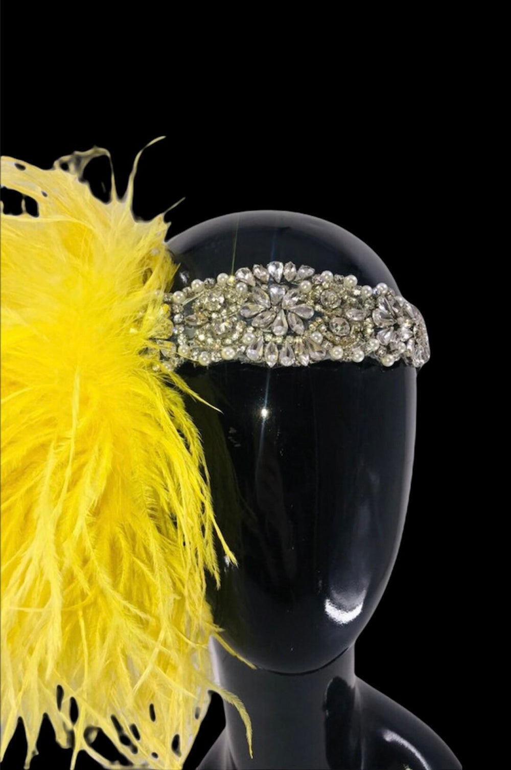 Bright Yellow Crystal Burlesque Fascinator