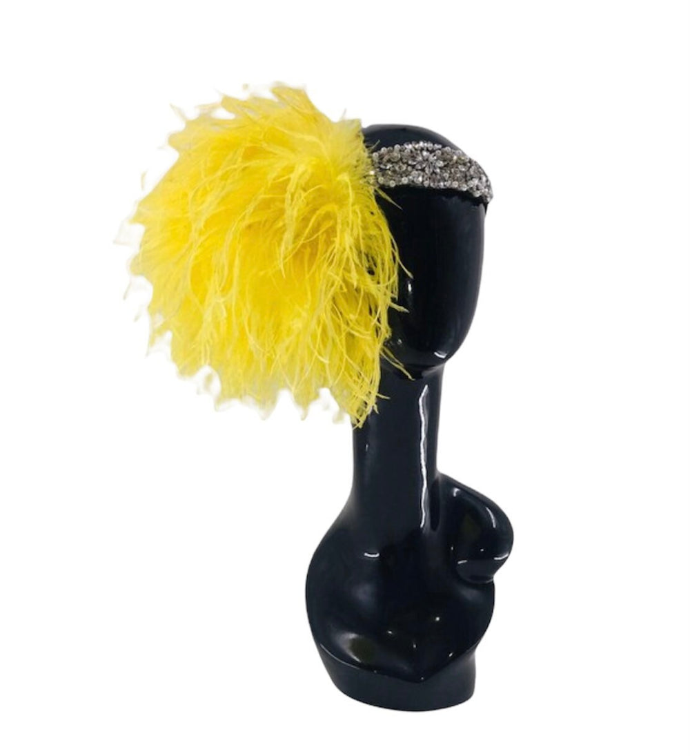 Bright Yellow Crystal Burlesque Fascinator