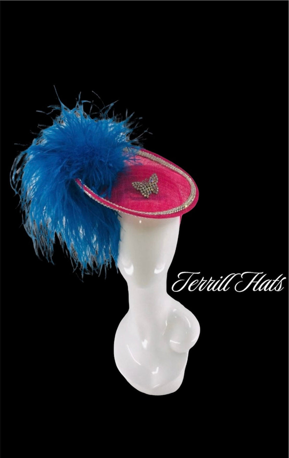 Pink & Blue Crystal Butterfly Fascinator
