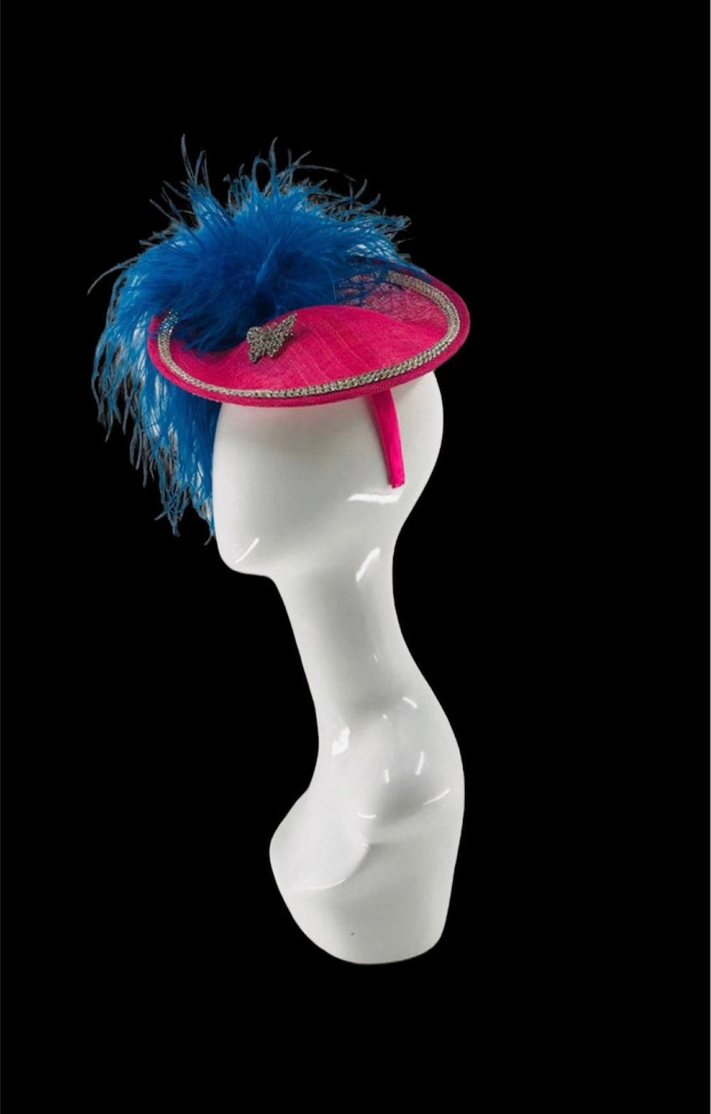 Pink & Blue Crystal Butterfly Fascinator