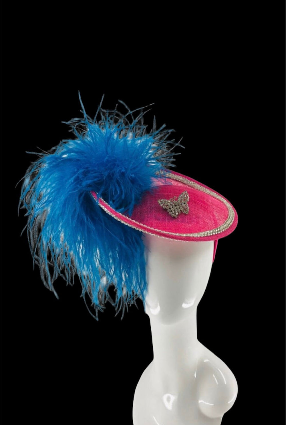Pink & Blue Crystal Butterfly Fascinator
