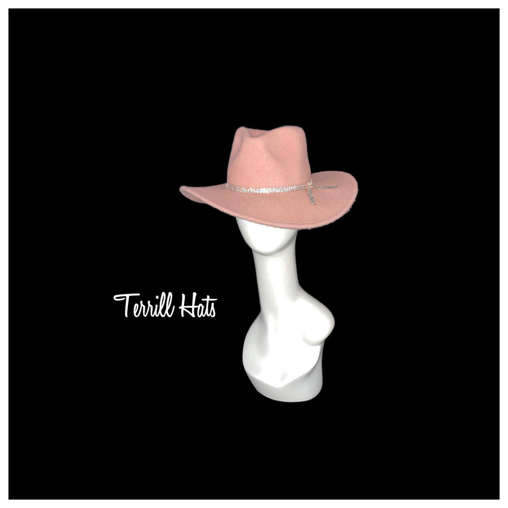 The Love Pink Hat      Fall/Winter Fedora W/Crystals Sz: M/L.