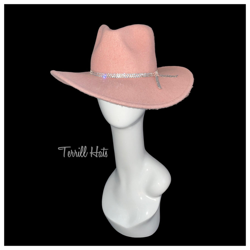 The Love Pink Hat      Fall/Winter Fedora W/Crystals Sz: M/L.