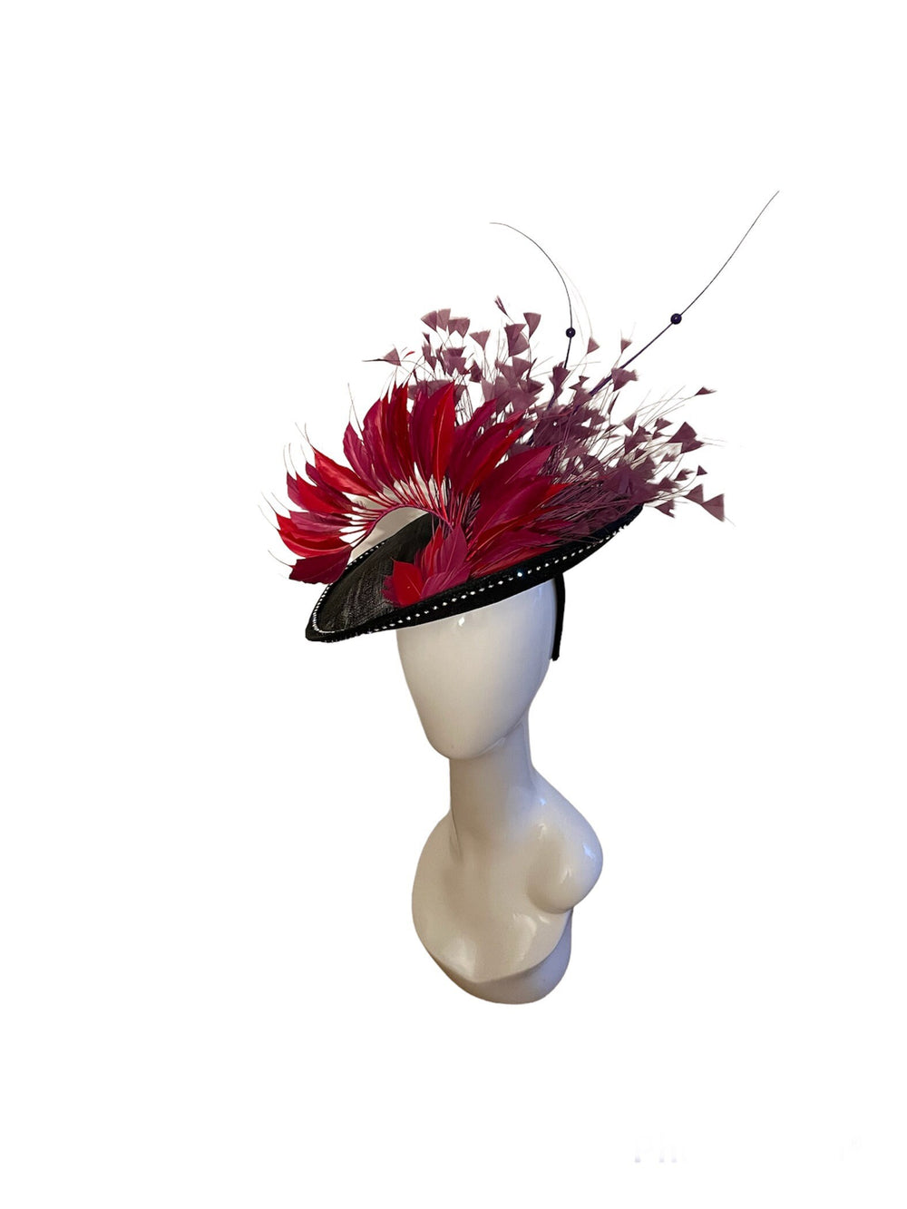Red & Purple Feather Derby Fascinator