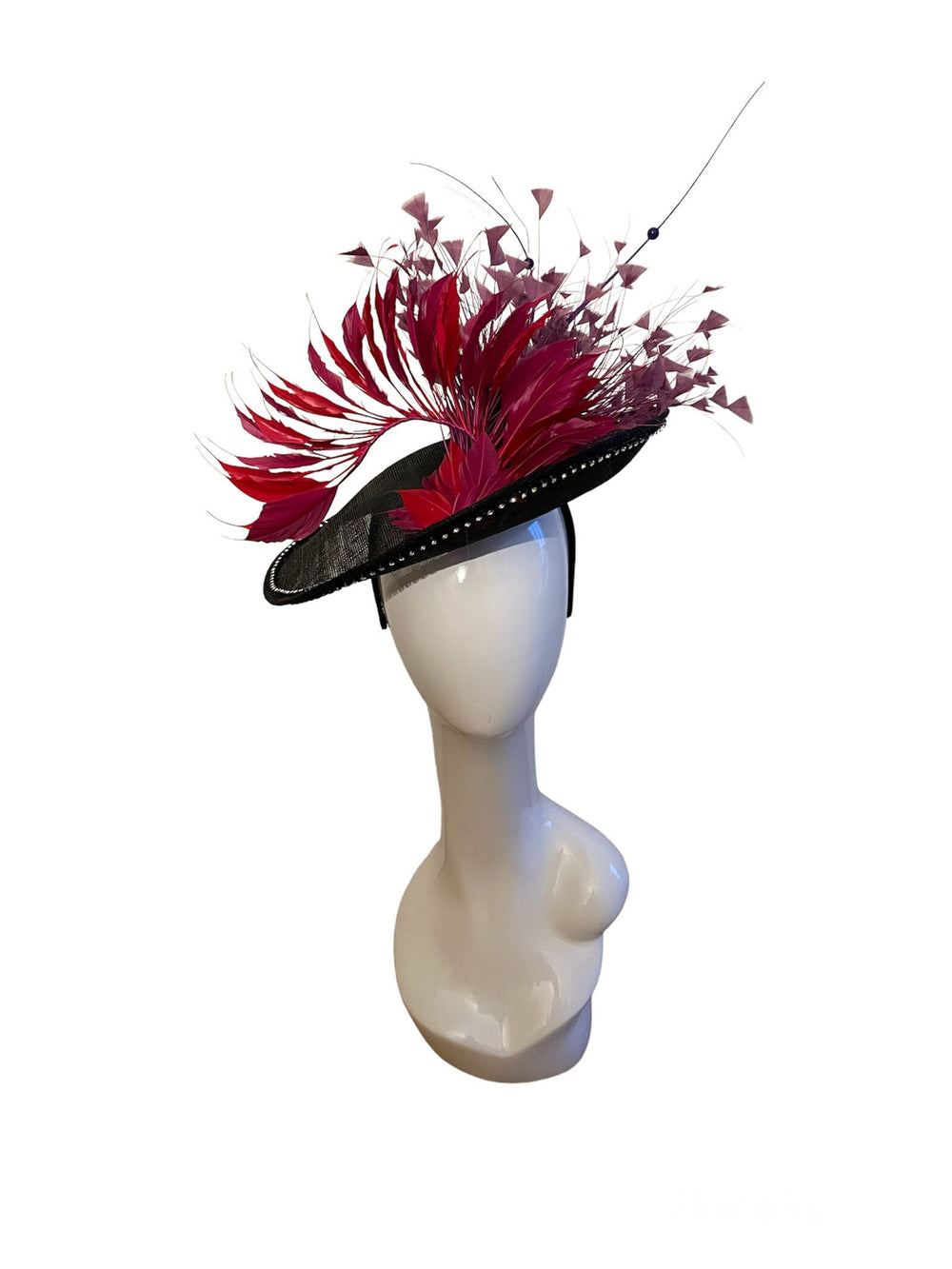 Red & Purple Feather Derby Fascinator