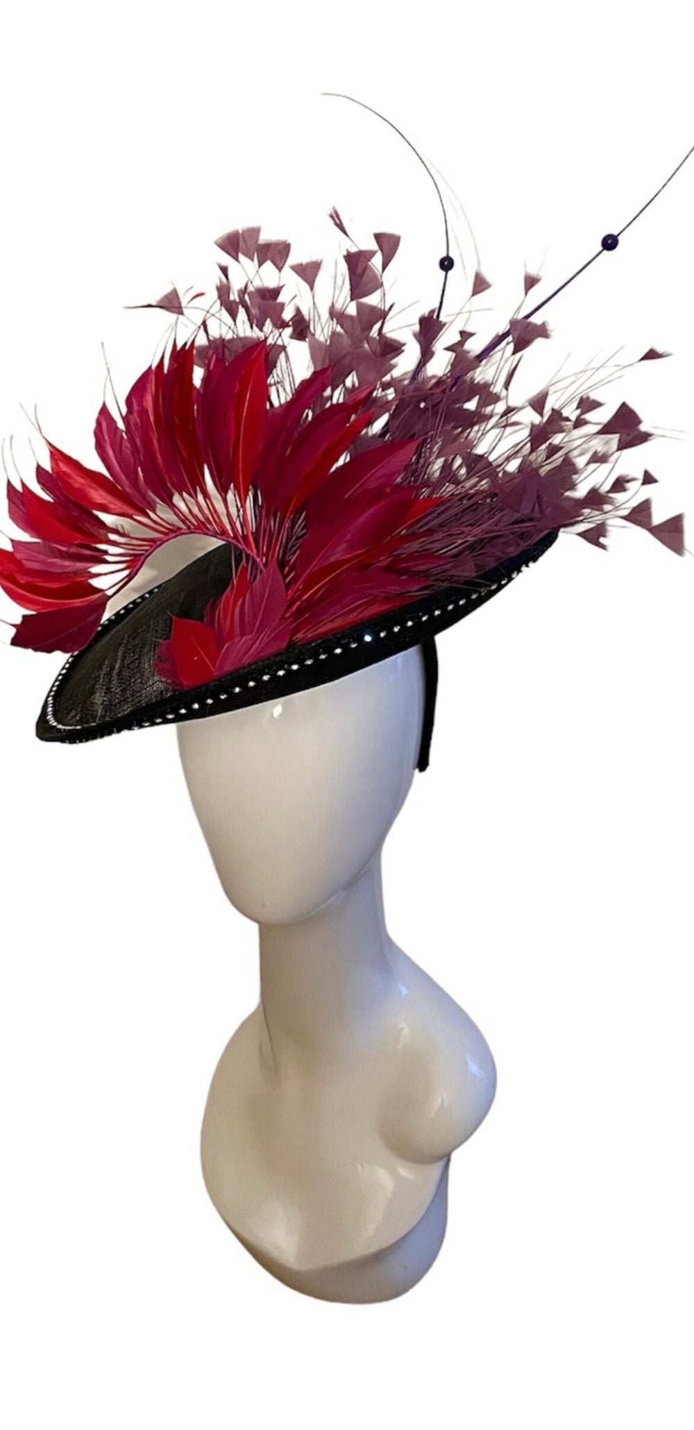 Red & Purple Feather Derby Fascinator