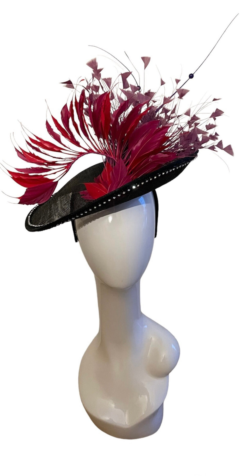 Red & Purple Feather Derby Fascinator