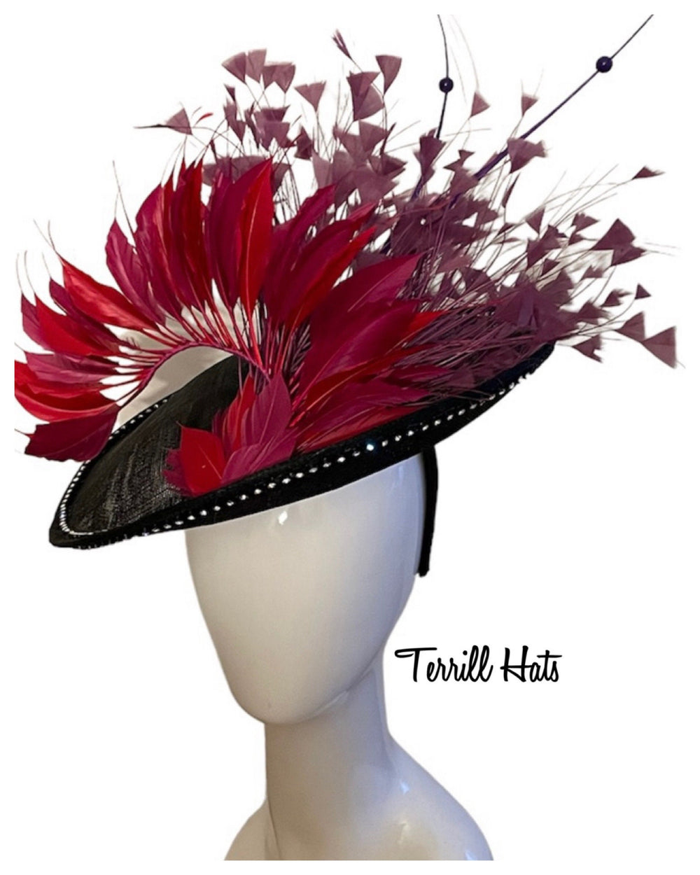 Red & Purple Feather Derby Fascinator