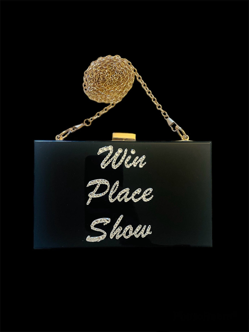 Black “Win Place Show” Crystal Acrylic Bag