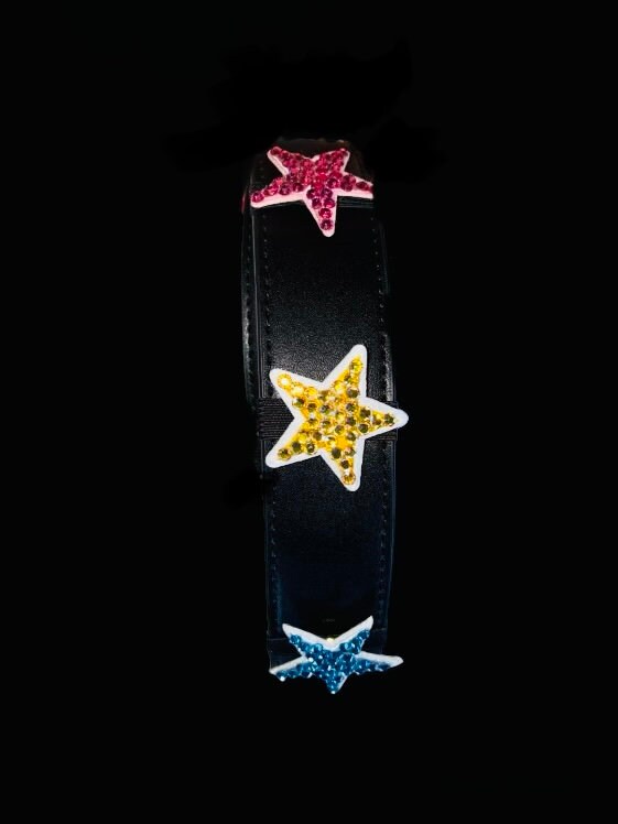 Gold Horseshoe Crystalled W/Pink & Blue